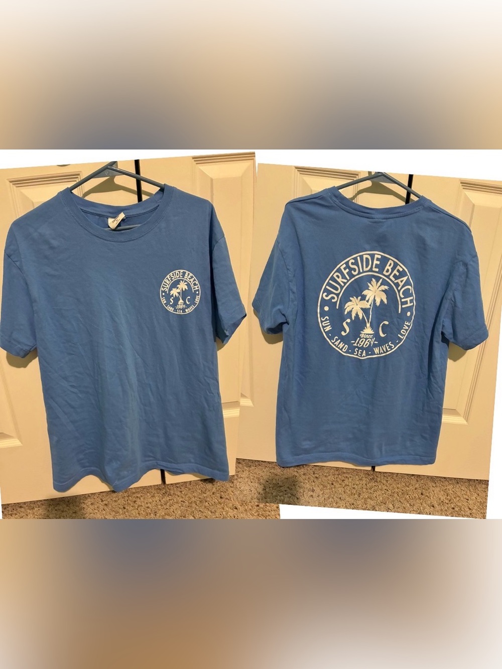 Unisex Women’s Men’s Blue 'Surfside Beach SC' Graphic Tee Medium M Short Sleeve